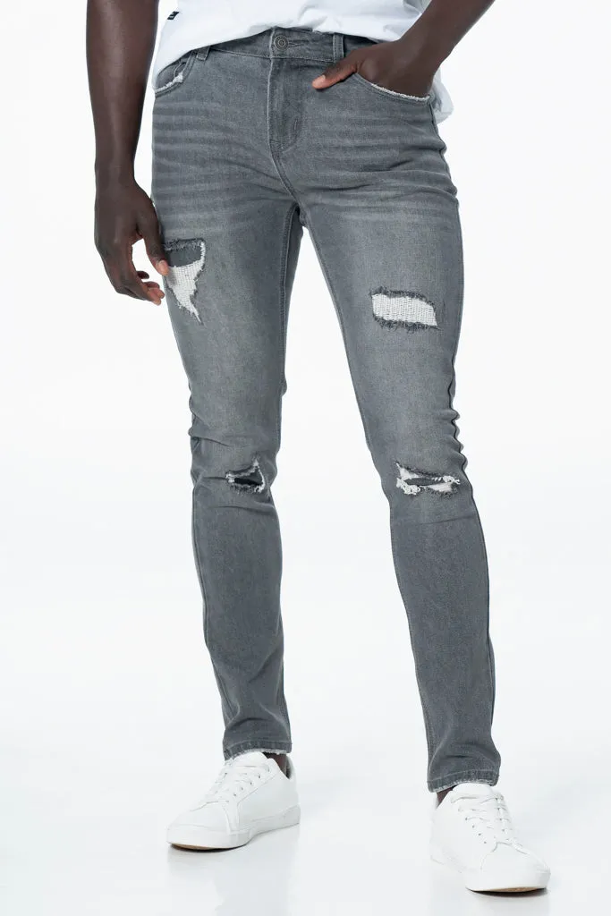 Rf02 Super Skinny Rip & Repair Jeans _ 131399 _ Grey Wash sold by Refinery product image thumbnail 2