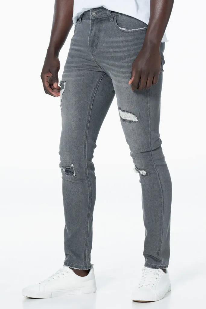 Rf02 Super Skinny Rip & Repair Jeans _ 131399 _ Grey Wash sold by Refinery product image thumbnail 3