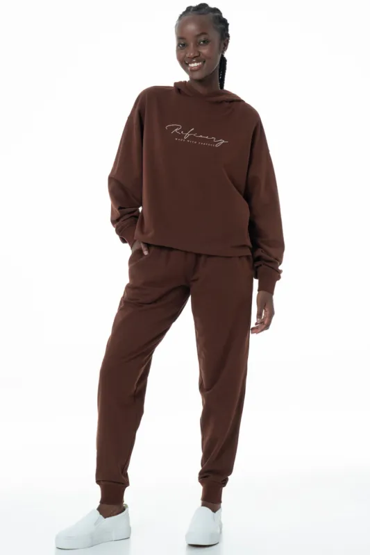 Hooded Sweat Top _ 145636 _ Chocolate sold by Refinery