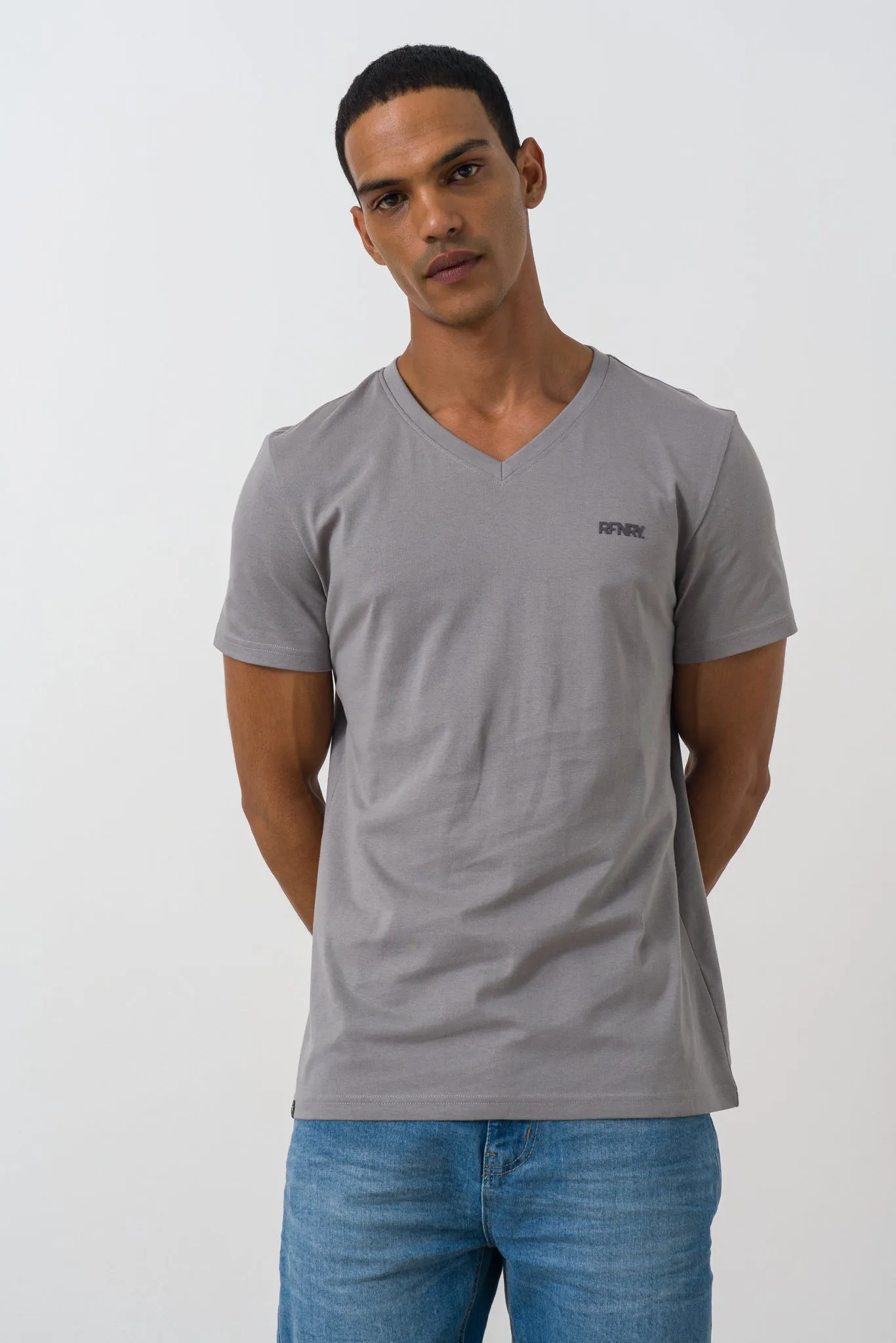 Branded V-neck T-shirt sold by Refinery