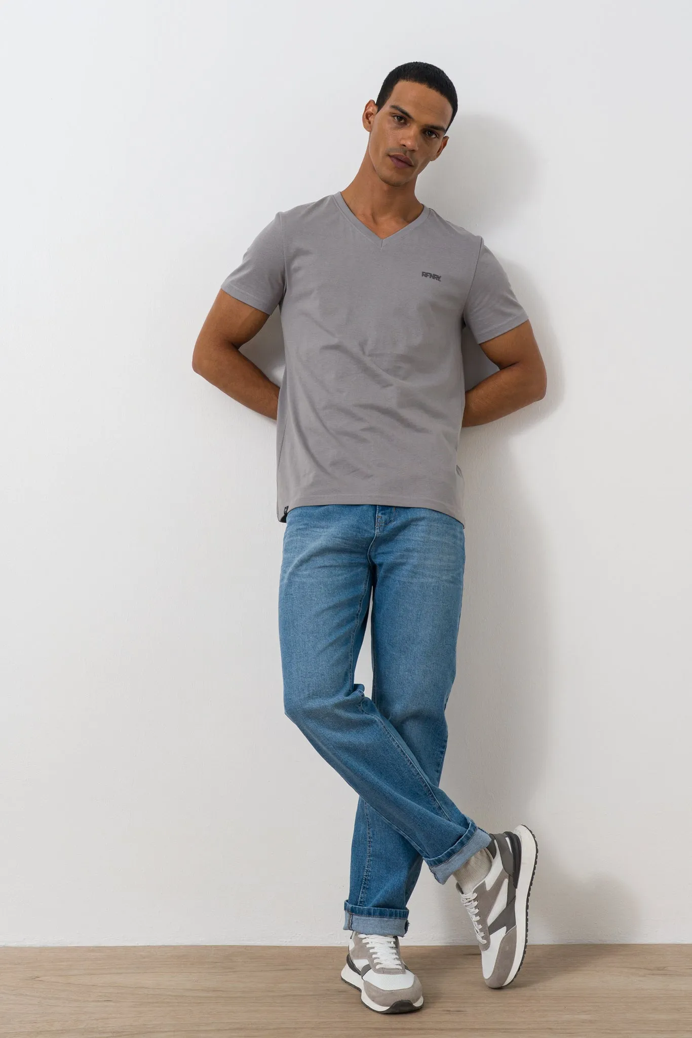 Branded V-neck T-shirt sold by Refinery product image thumbnail 2