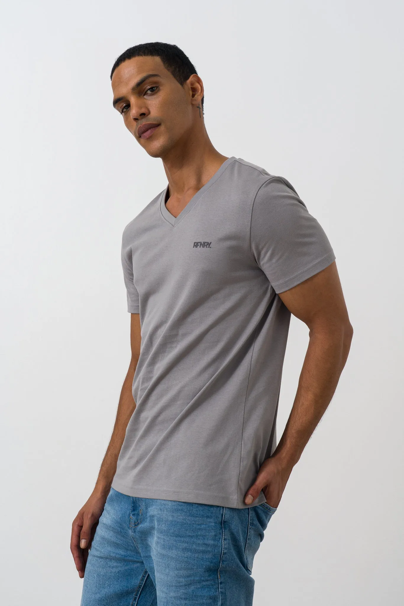 Branded V-neck T-shirt sold by Refinery product image thumbnail 3
