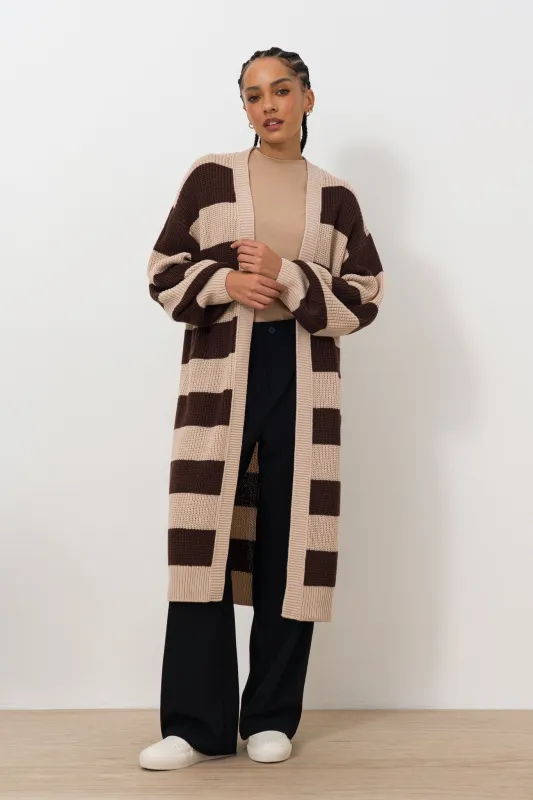 Longer Striped Cardigan made by Refinery