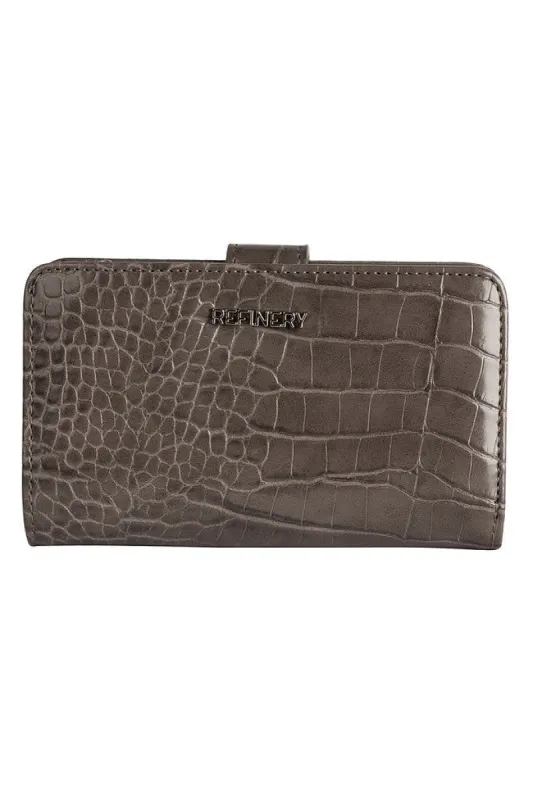 Croc Tectured Wallet _ 143881 _ Charcoal sold by Refinery