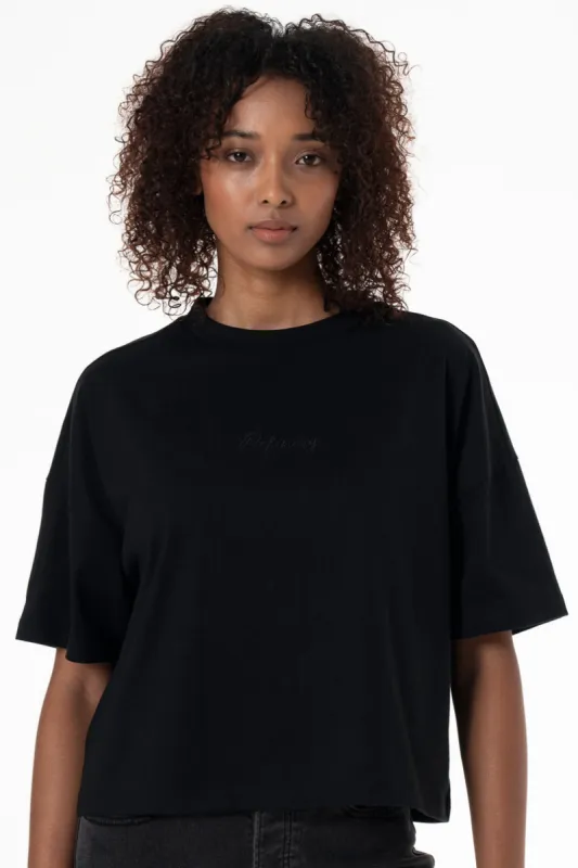 Boxy Branded T-Shirt _ 152676 _ Black sold by Refinery