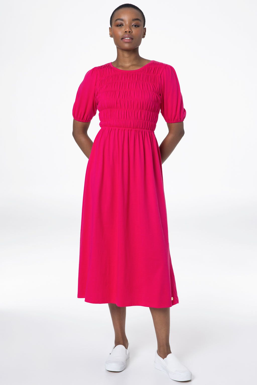 Midi Knit Dress _ 143343 _ Pink sold by Refinery