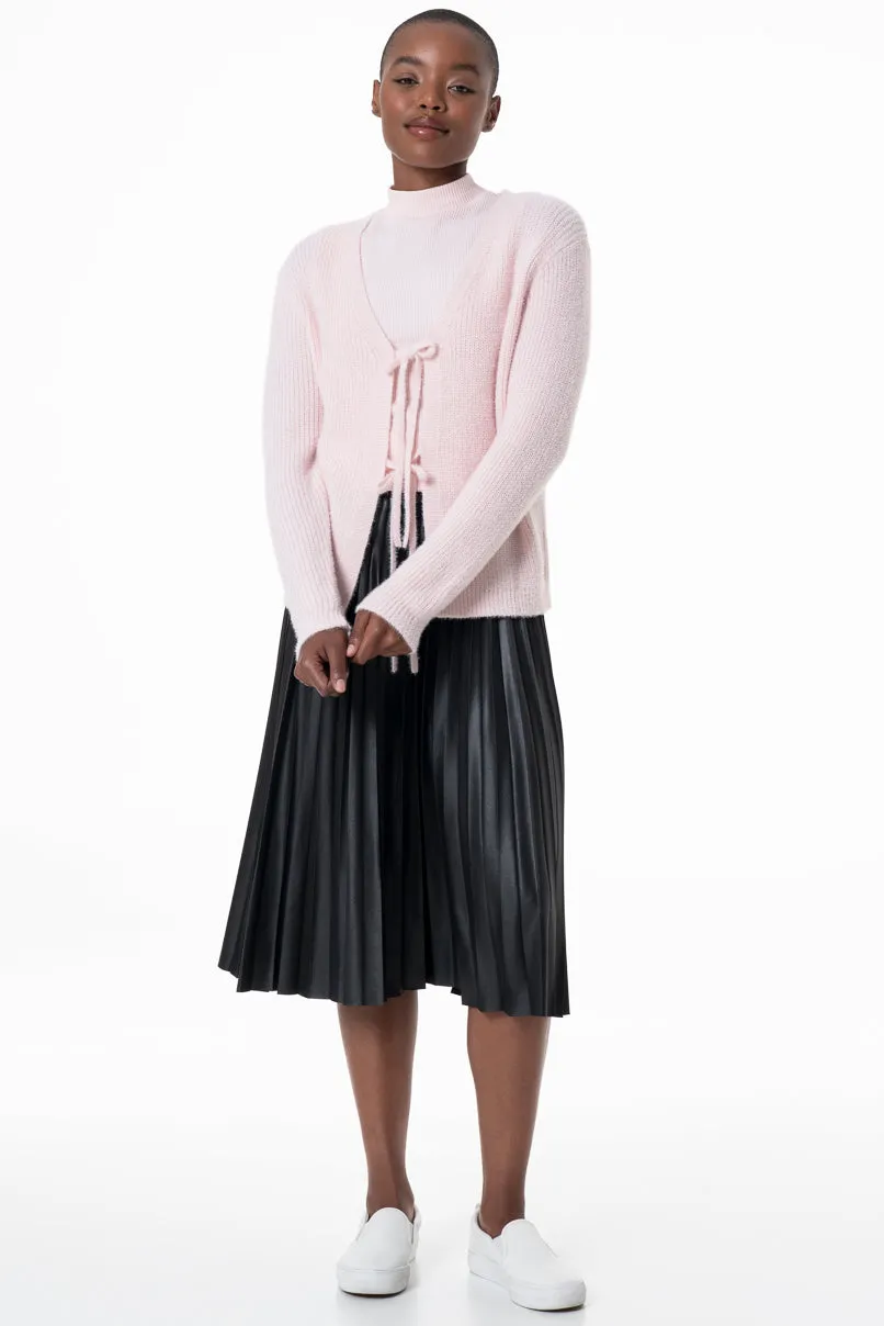 Front Tie Cardigan _ 145657 _ Light Pink sold by Refinery product image thumbnail 3