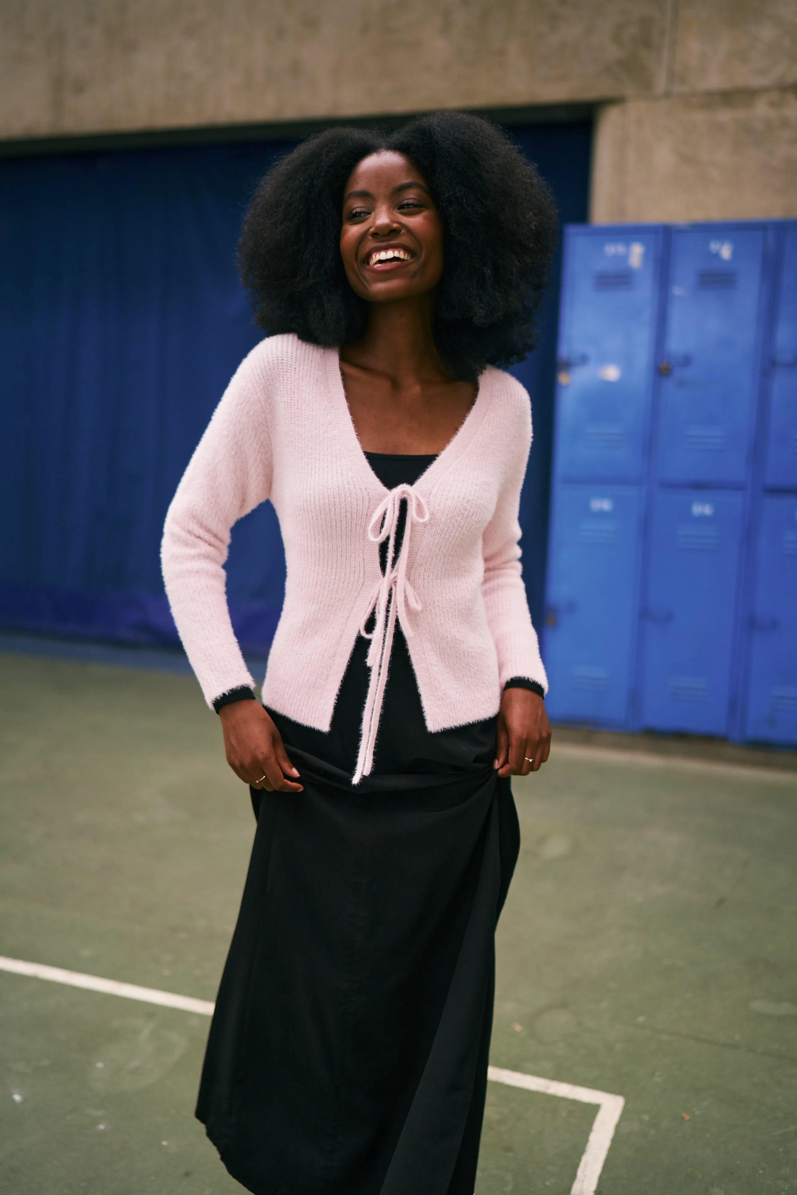 Front Tie Cardigan _ 145657 _ Light Pink sold by Refinery product image thumbnail 2