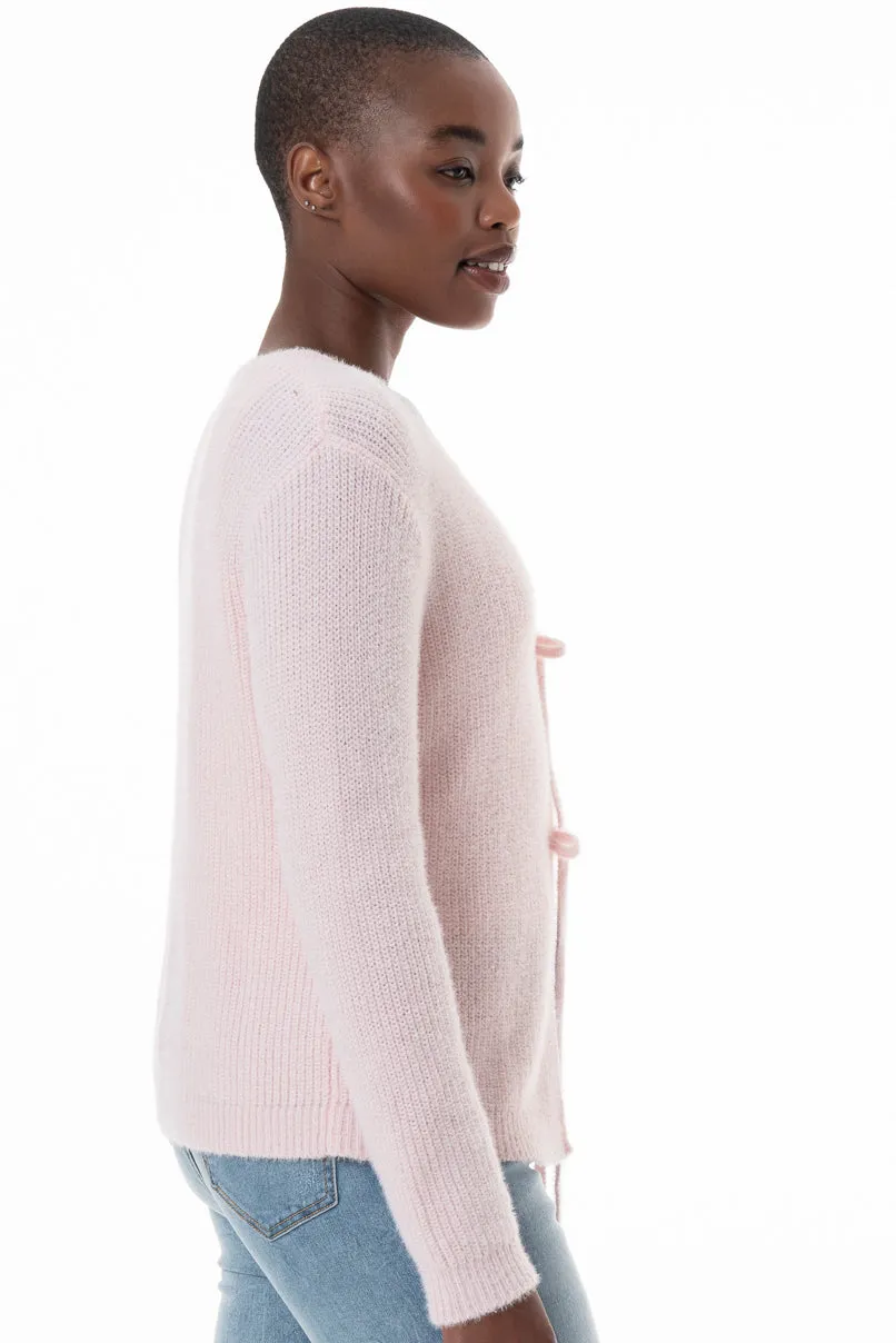 Front Tie Cardigan _ 145657 _ Light Pink sold by Refinery product image thumbnail 5