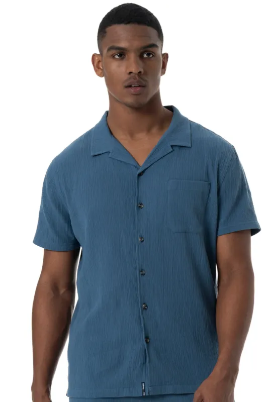 Crinkle Shirt _ 150424 _ Blue sold by Refinery