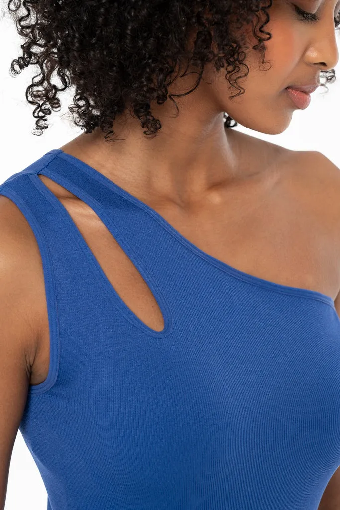 One-Shoulder Bodysuit _ 141102 _ Blue sold by Refinery product image thumbnail 4