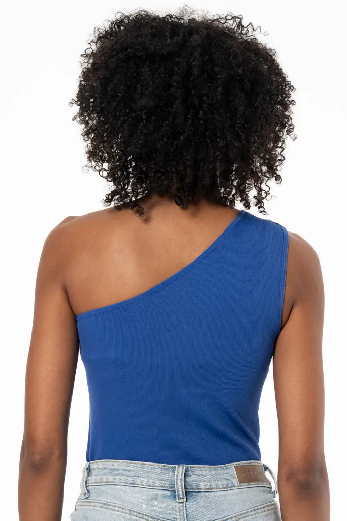 One-Shoulder Bodysuit _ 141102 _ Blue sold by Refinery product image thumbnail 3