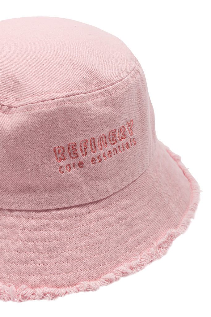 ニットキャップ・ビーニー Fallett Damaged denim bucket hat light pink FA2401CA08PI 585 PIGMENT DYED WASHED COTTON BUCKET HAT - Fahrenheit Headwear