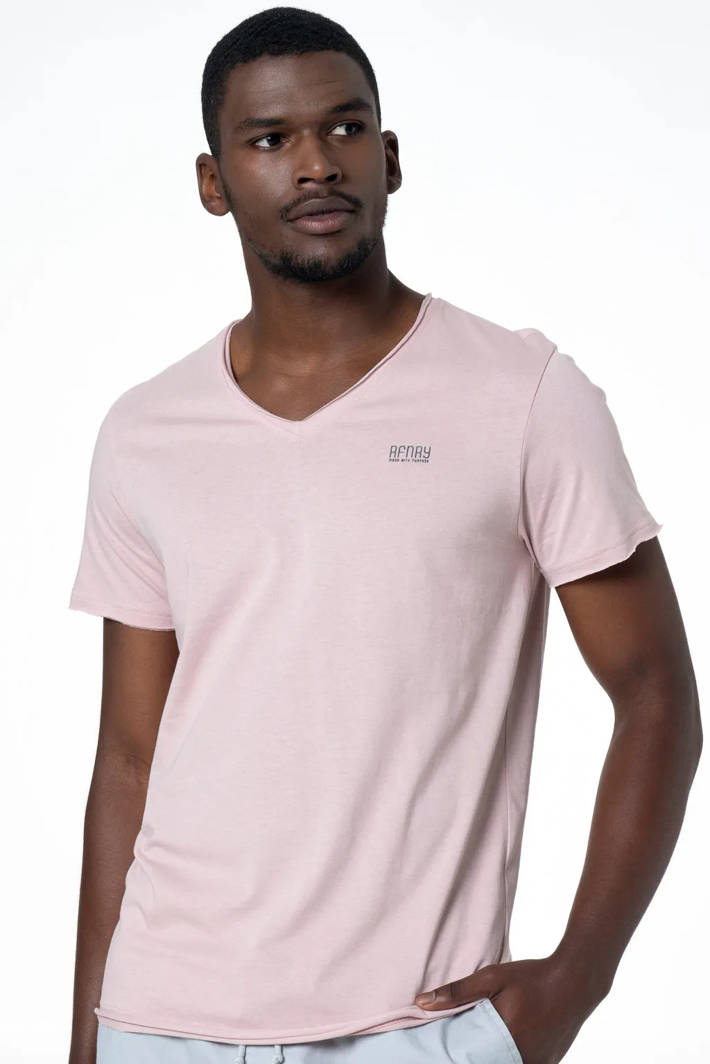 V-Neck T-Shirt _ 141370 _ Dusty Pink sold by Refinery