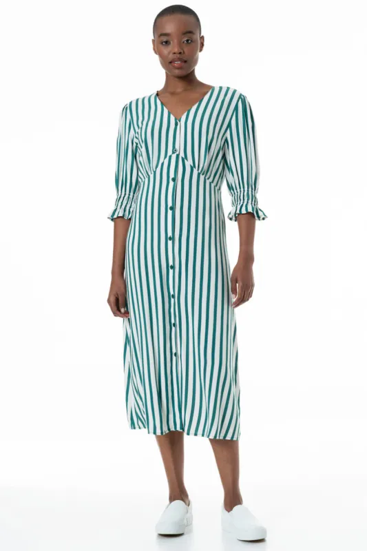 Striped Dress _ 152175 _ Green sold by Refinery