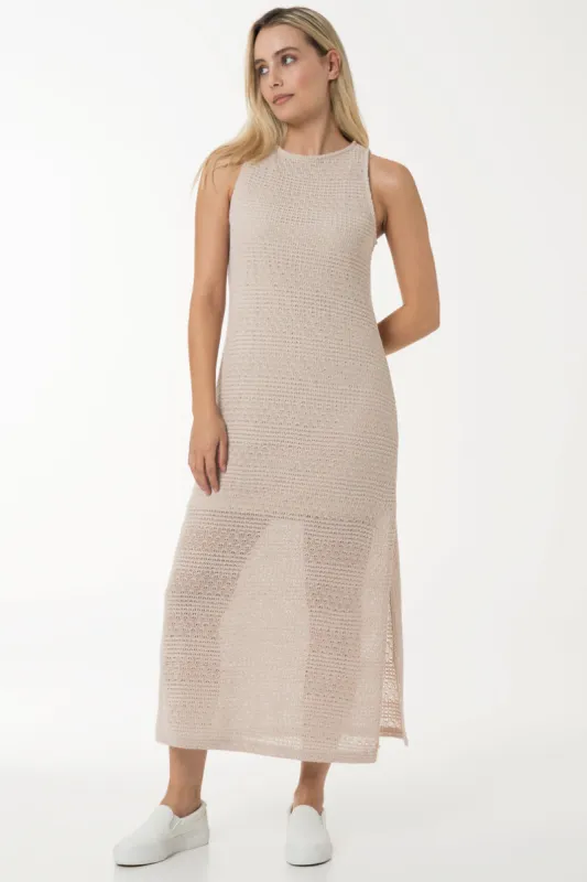 Crochet Shift Dress _ 150045 _ Stone sold by Refinery