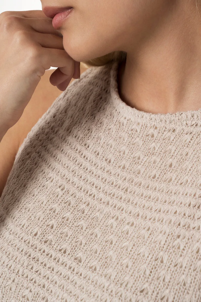 Crochet Shift Dress _ 150045 _ Stone sold by Refinery product image thumbnail 3