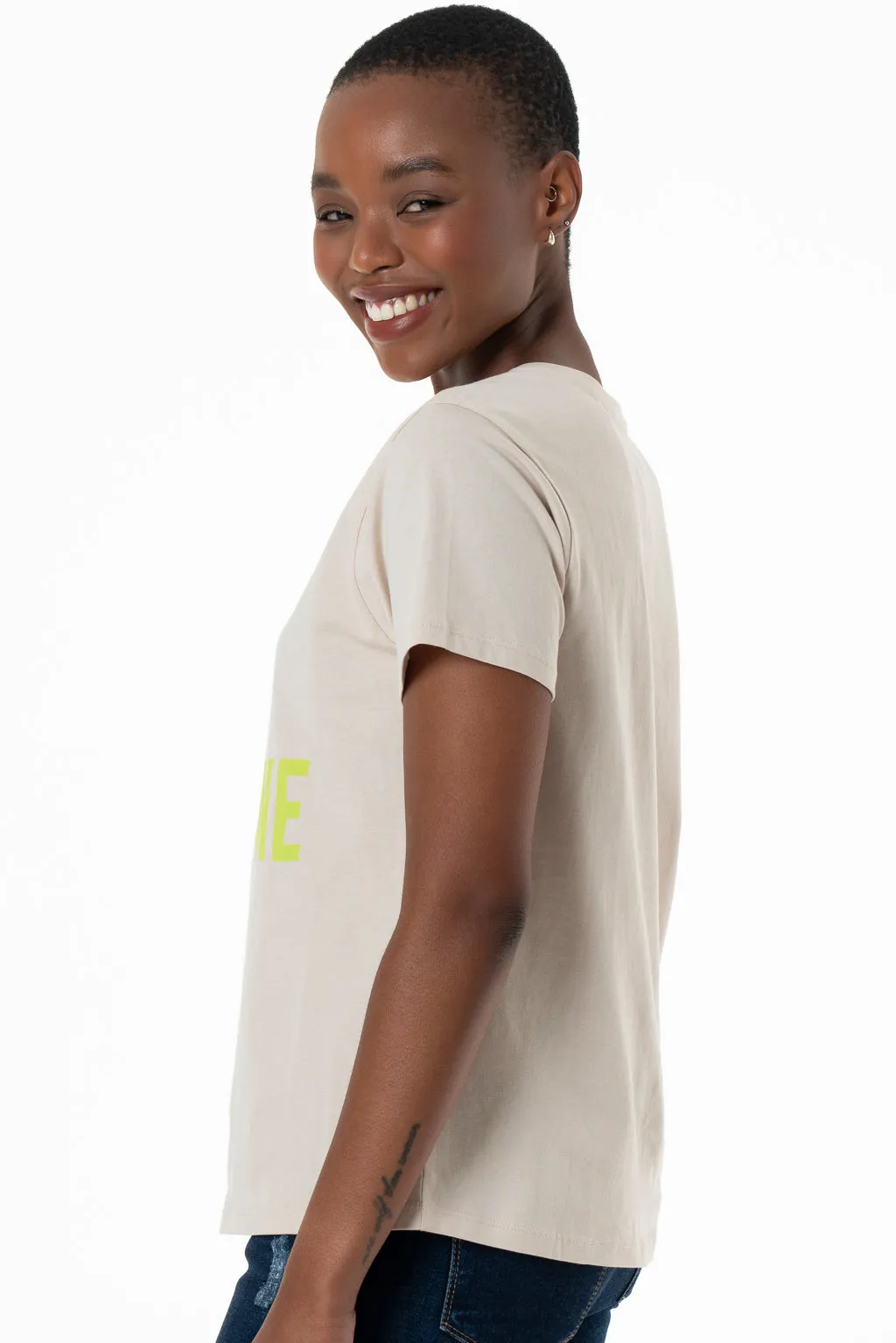 Statement T-Shirt _ 143201 _ Beige sold by Refinery product image thumbnail 2