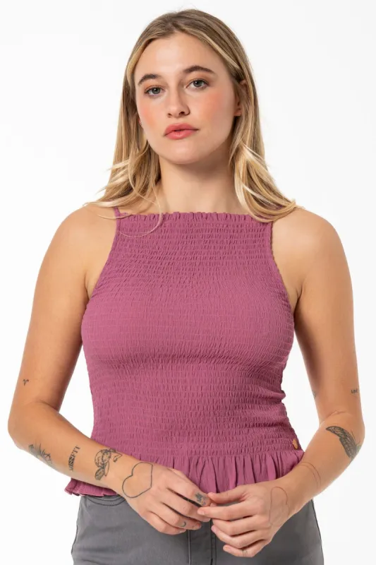 Shirred Top _ 141538 _ Mauve sold by Refinery