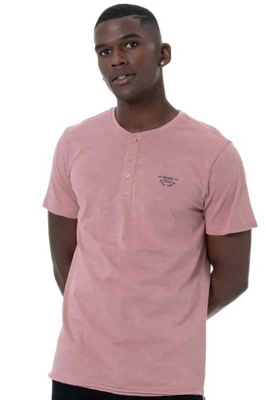Henley T-Shirt _ 146764 _ Rose sold by Refinery