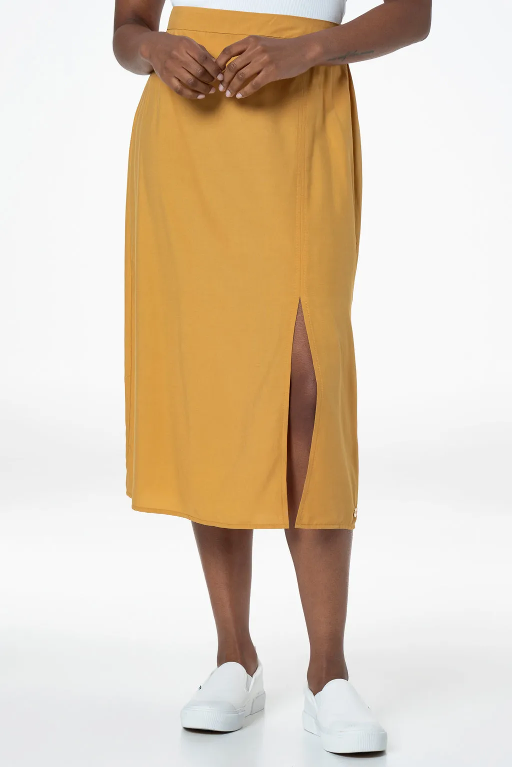 Slit Skirt _ 143387 _ Yellow sold by Refinery