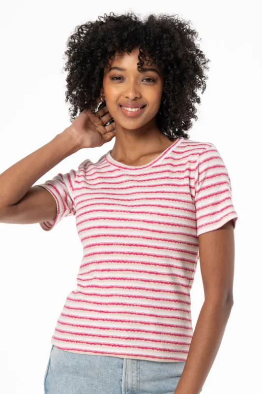 Ribbed T-Shirt _ 141558 _ Pink sold by Refinery