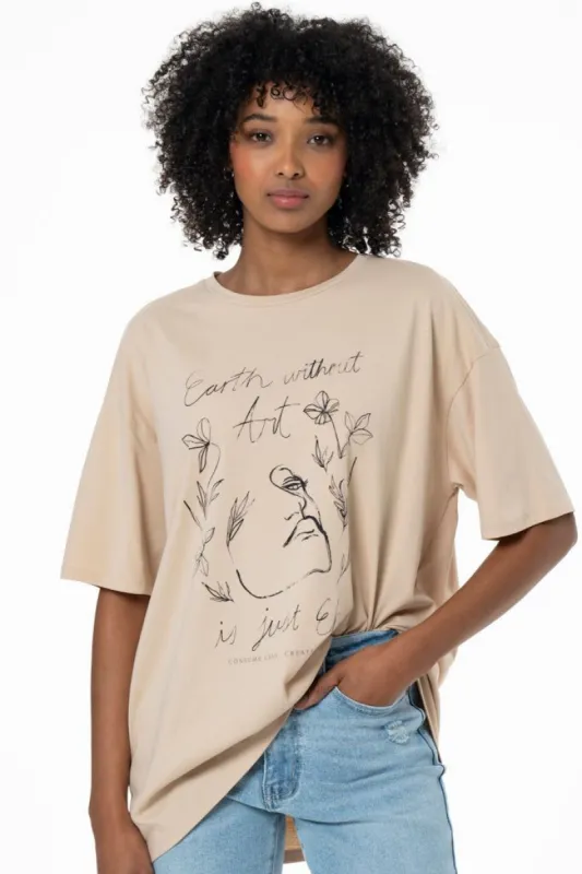 Oversized T-Shirt _ 141574 _ Brown sold by Refinery