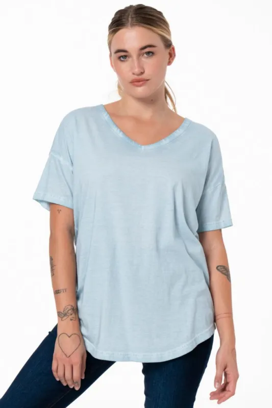 V-Neck Longer Length T-Shirt _ 137390 _ Blue sold by Refinery