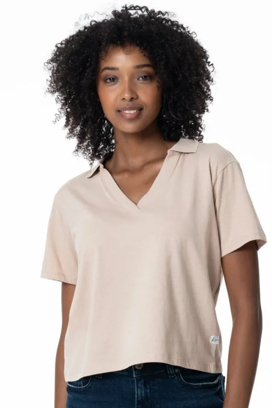 Boxy Polo Tee _ 136170 _ Stone sold by Refinery