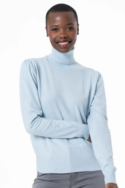 Puff-Sleeve Jersey _ 136133 _ Light Blue sold by Refinery