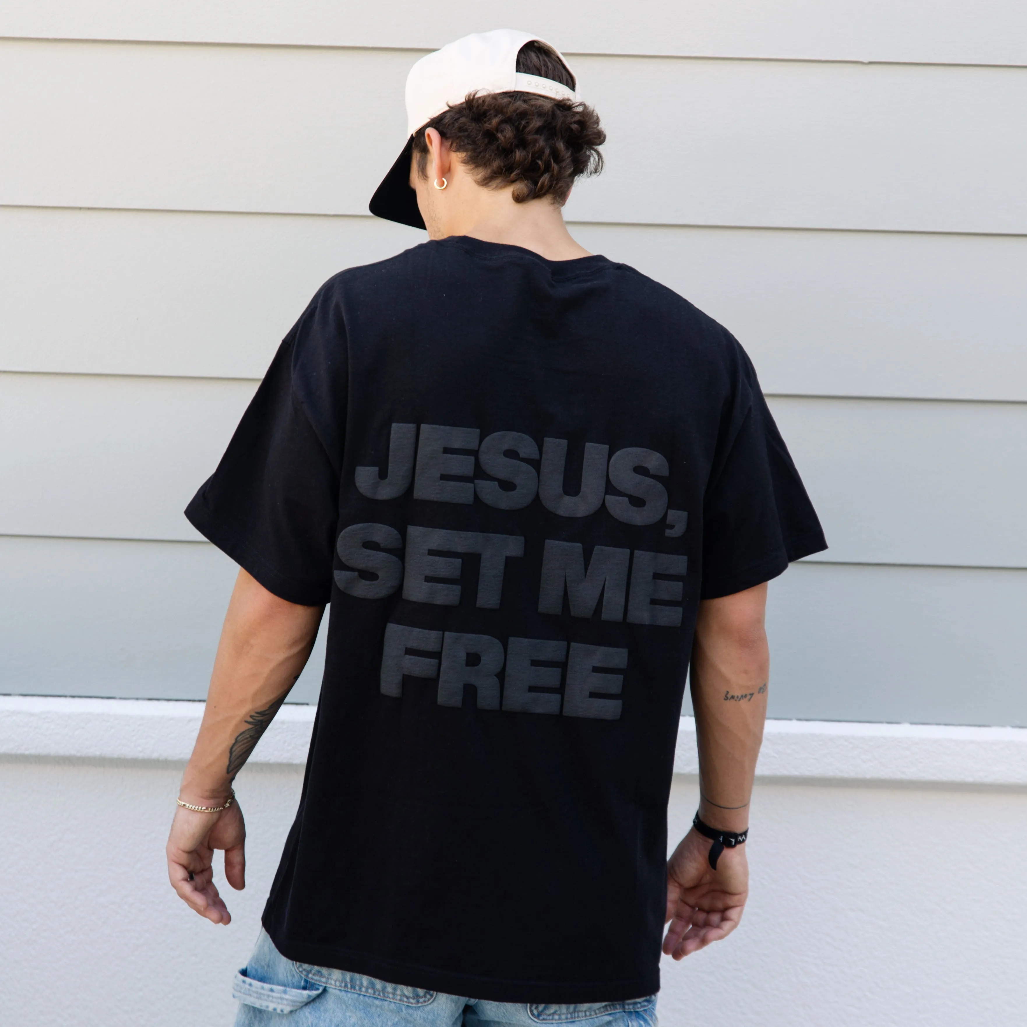 NEW! | "JESUS SET ME FREE" PUFF PRINT TEE sold by He Would Love First