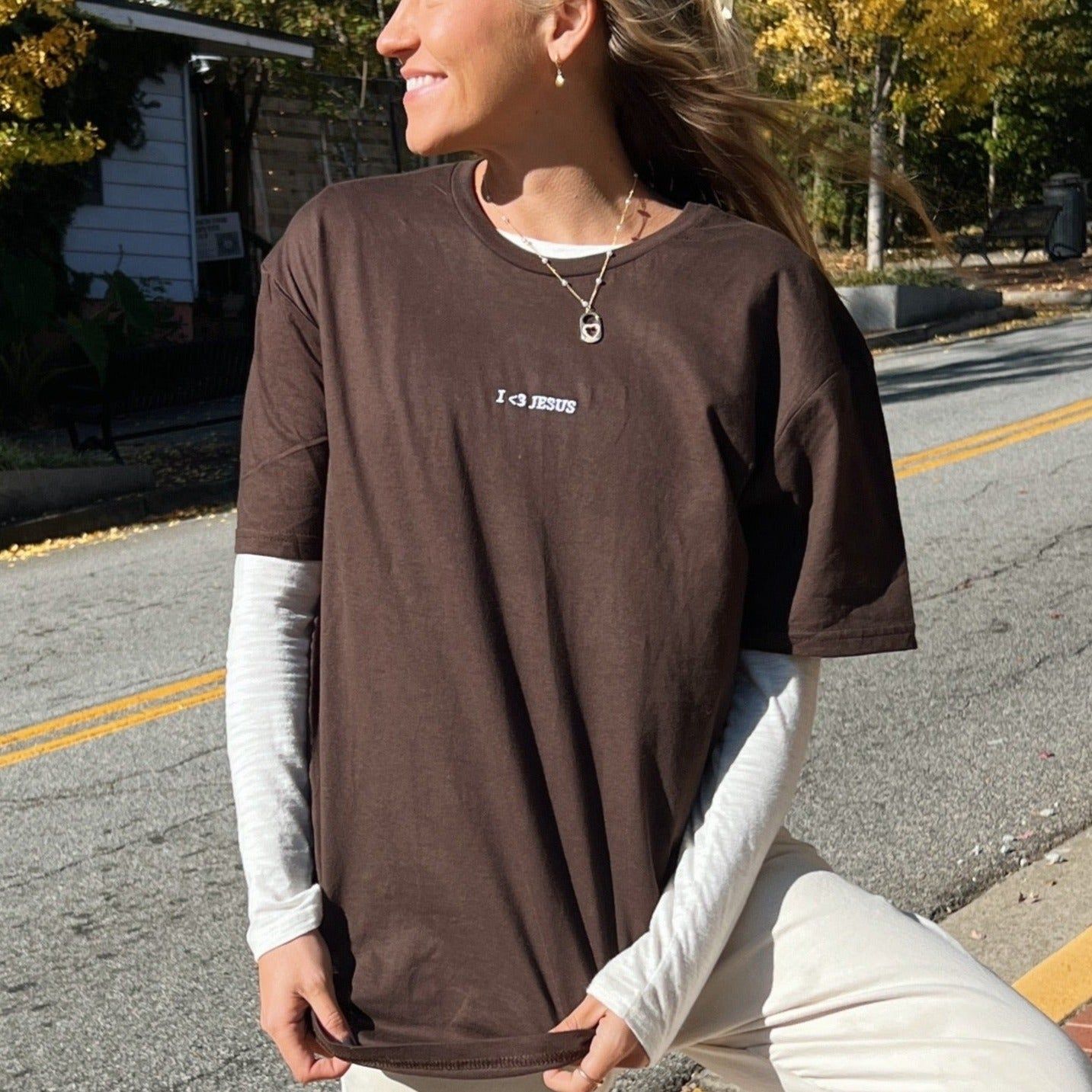 NEW! | "I <3 JESUS" PREMIUM EMBROIDERED TEE | CHOCOLATE sold by He Would Love First