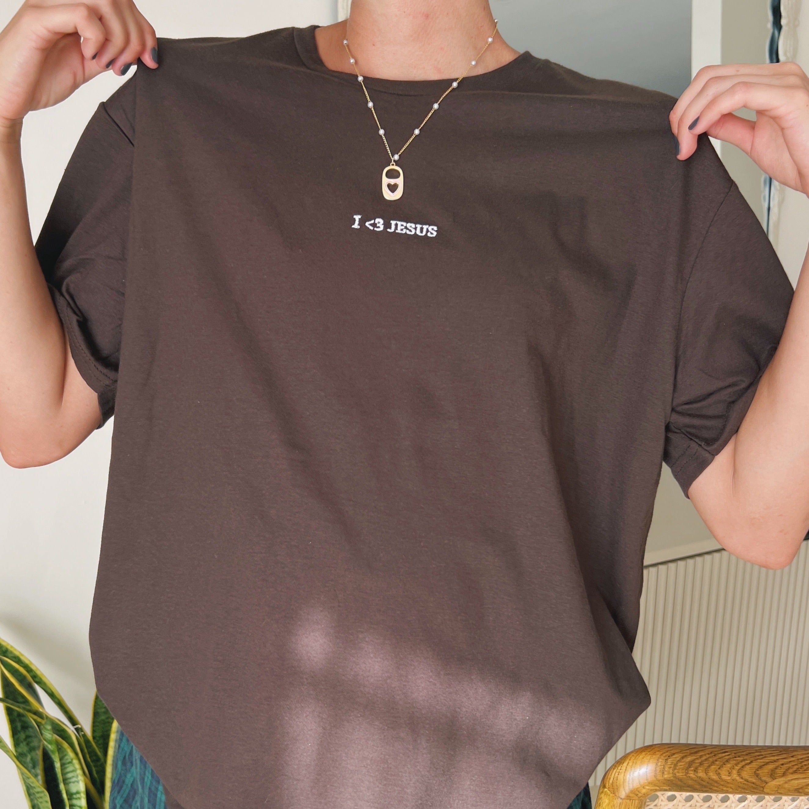 NEW! | "I <3 JESUS" PREMIUM EMBROIDERED TEE | CHOCOLATE sold by He Would Love First product image thumbnail 2