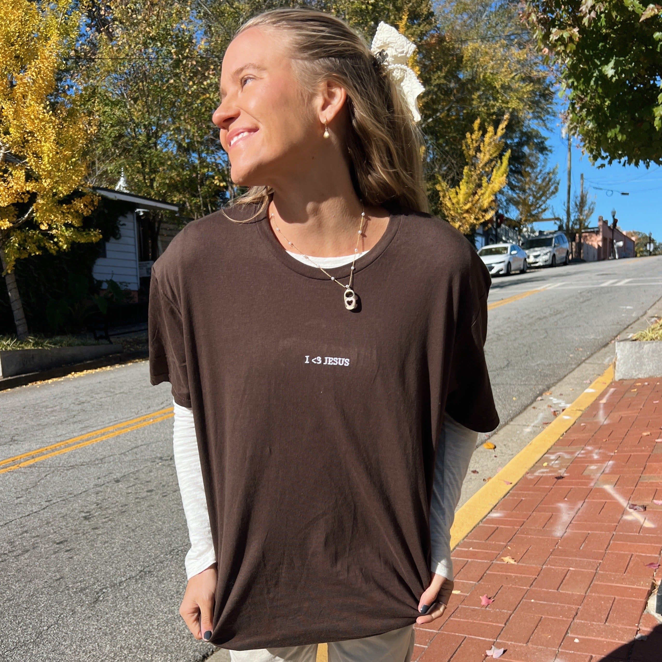 NEW! | "I <3 JESUS" PREMIUM EMBROIDERED TEE | CHOCOLATE sold by He Would Love First product image thumbnail 3