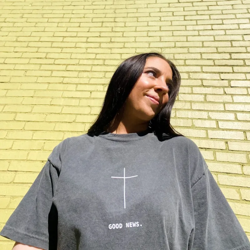 RESTOCK! | "GOOD NEWS" PREMIUM COMFORT COLOR TEE | PEPPER sold by He Would Love First