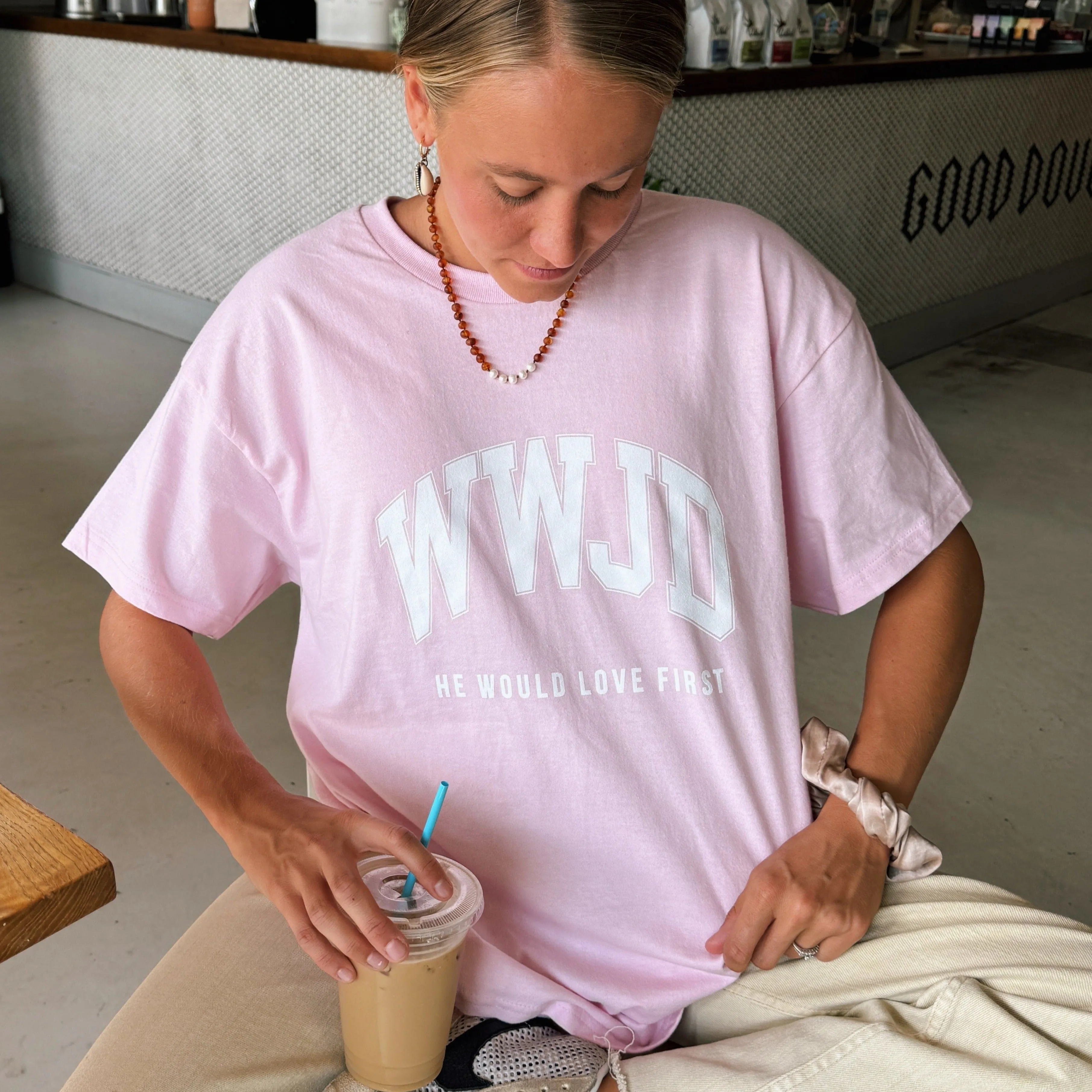 "UNIVERSITY" TEE | PINK sold by He Would Love First product image thumbnail 3