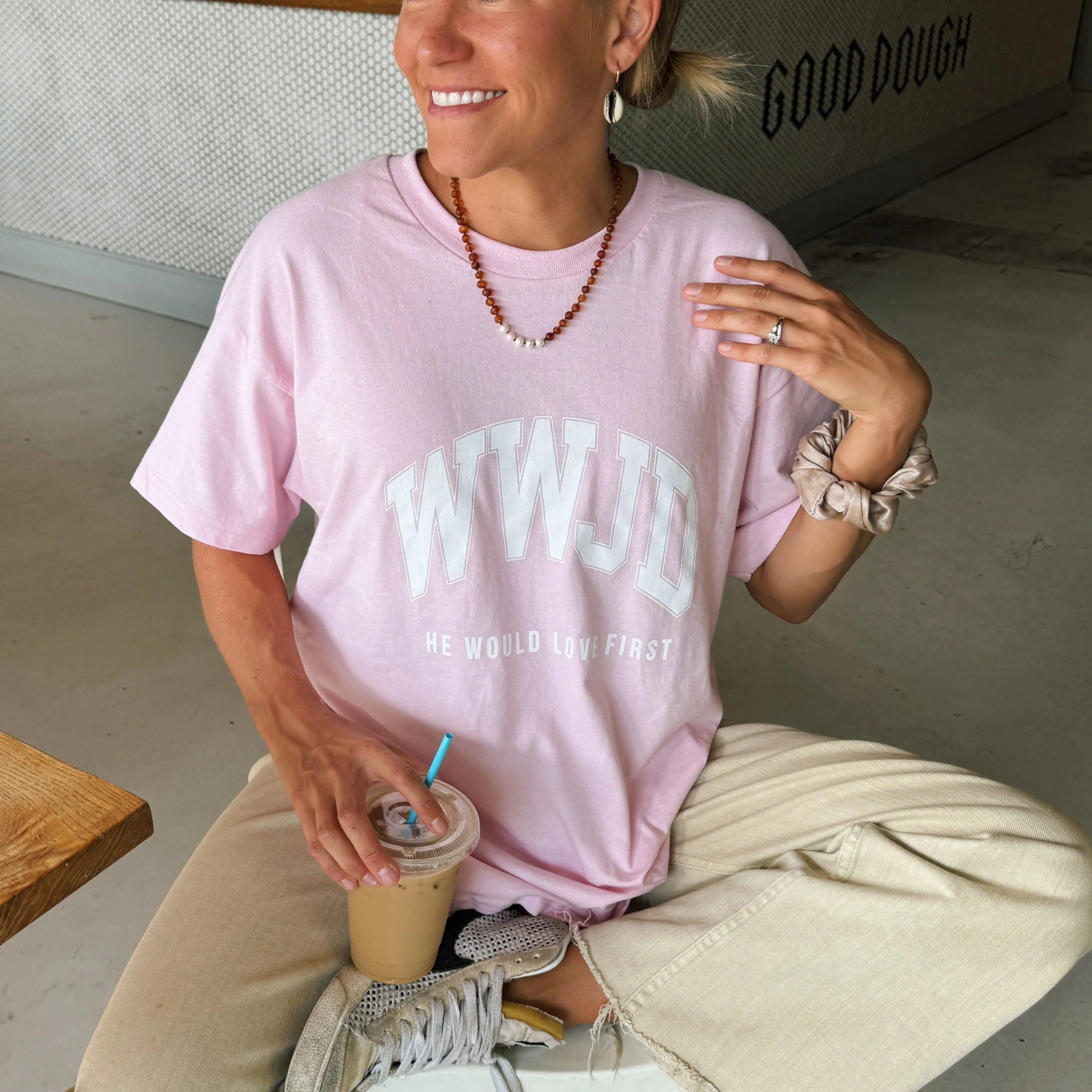 "UNIVERSITY" TEE | PINK sold by He Would Love First