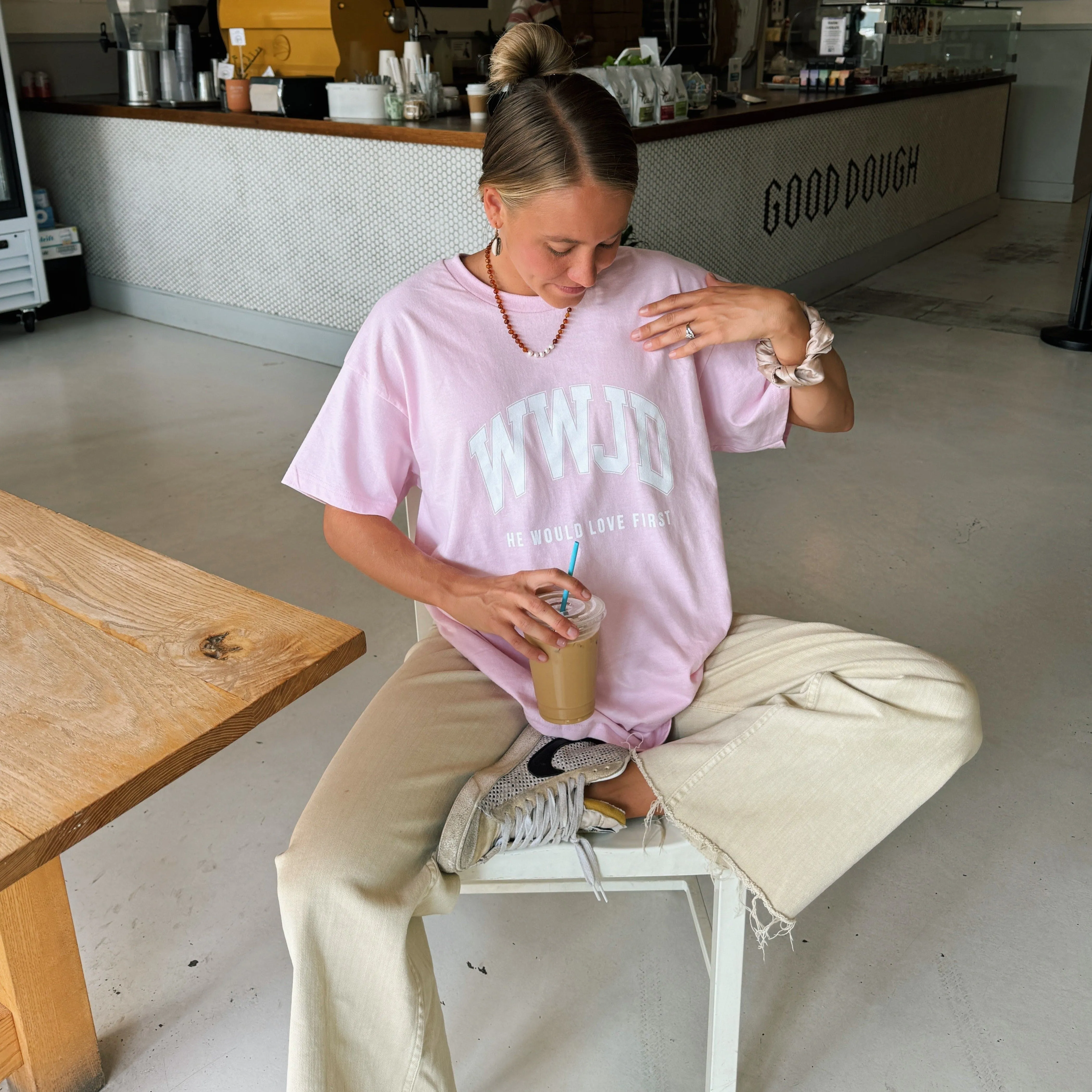 "UNIVERSITY" TEE | PINK sold by He Would Love First product image thumbnail 4