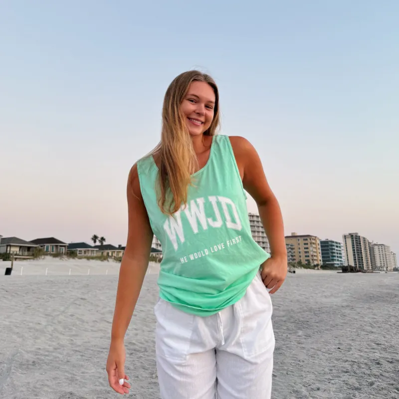NEW! | "WWJD UNIVERSITY TANK | LIGHT GREEN sold by He Would Love First