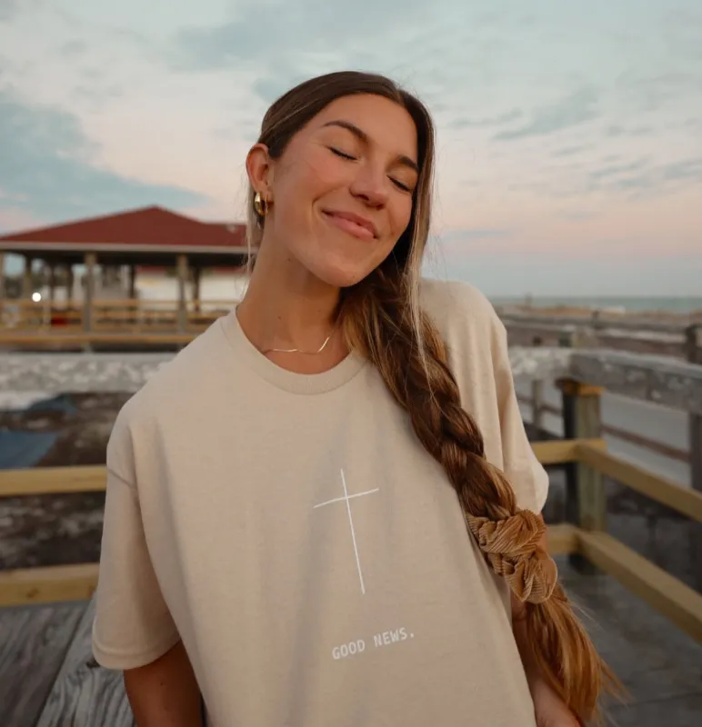 RESTOCKED! | "GOOD NEWS" TEE | SAND sold by He Would Love First