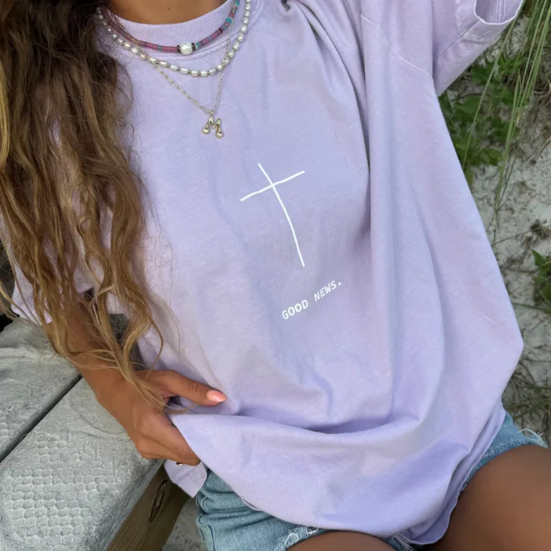 NEW! | "GOOD NEWS" PREMIUM COMFORT COLOR TEE | ORCHID sold by He Would Love First