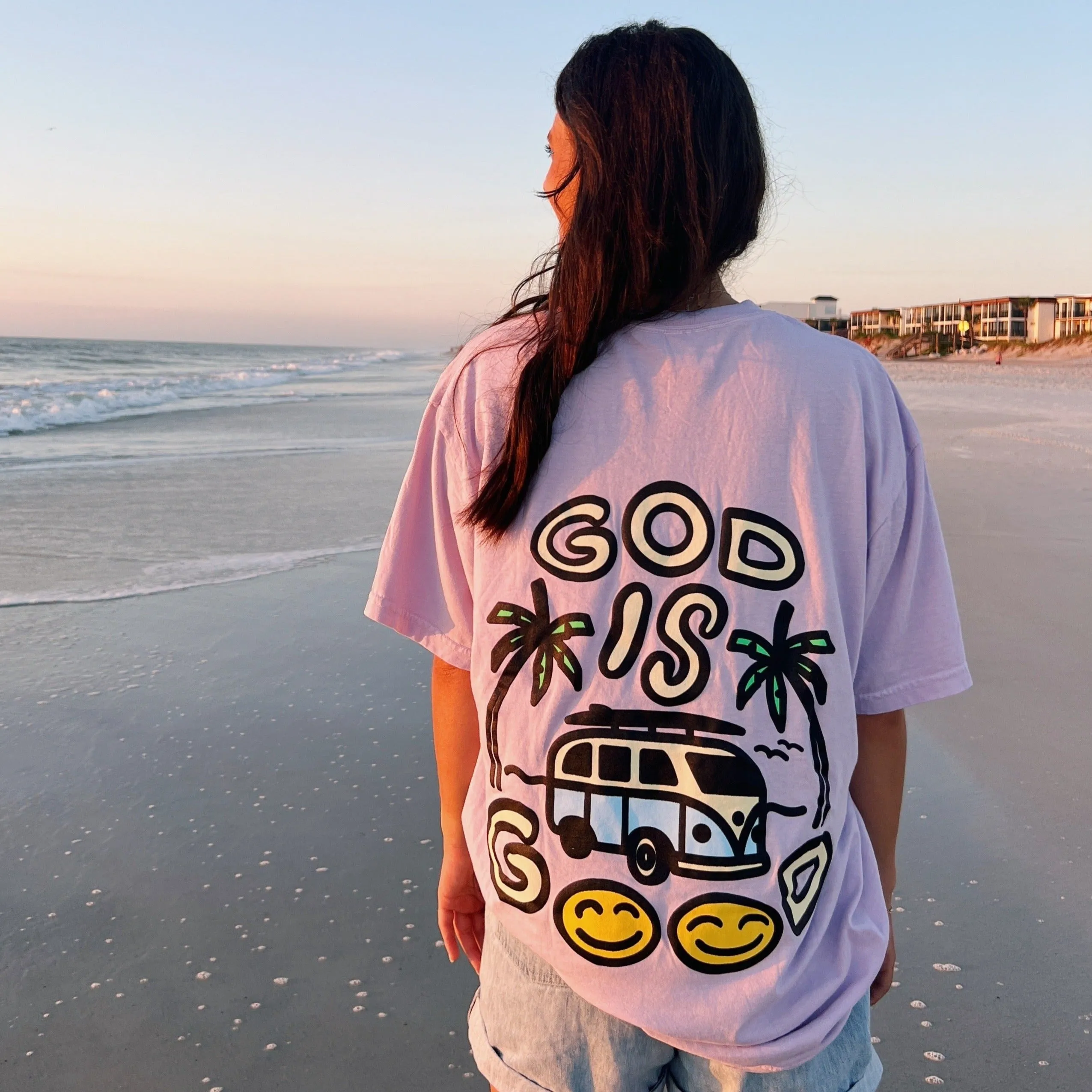 NEW! | PUFF PRINT "GOD IS GOOD" | PREMIUM COMFORT COLOR TEE | ORCHID sold by He Would Love First