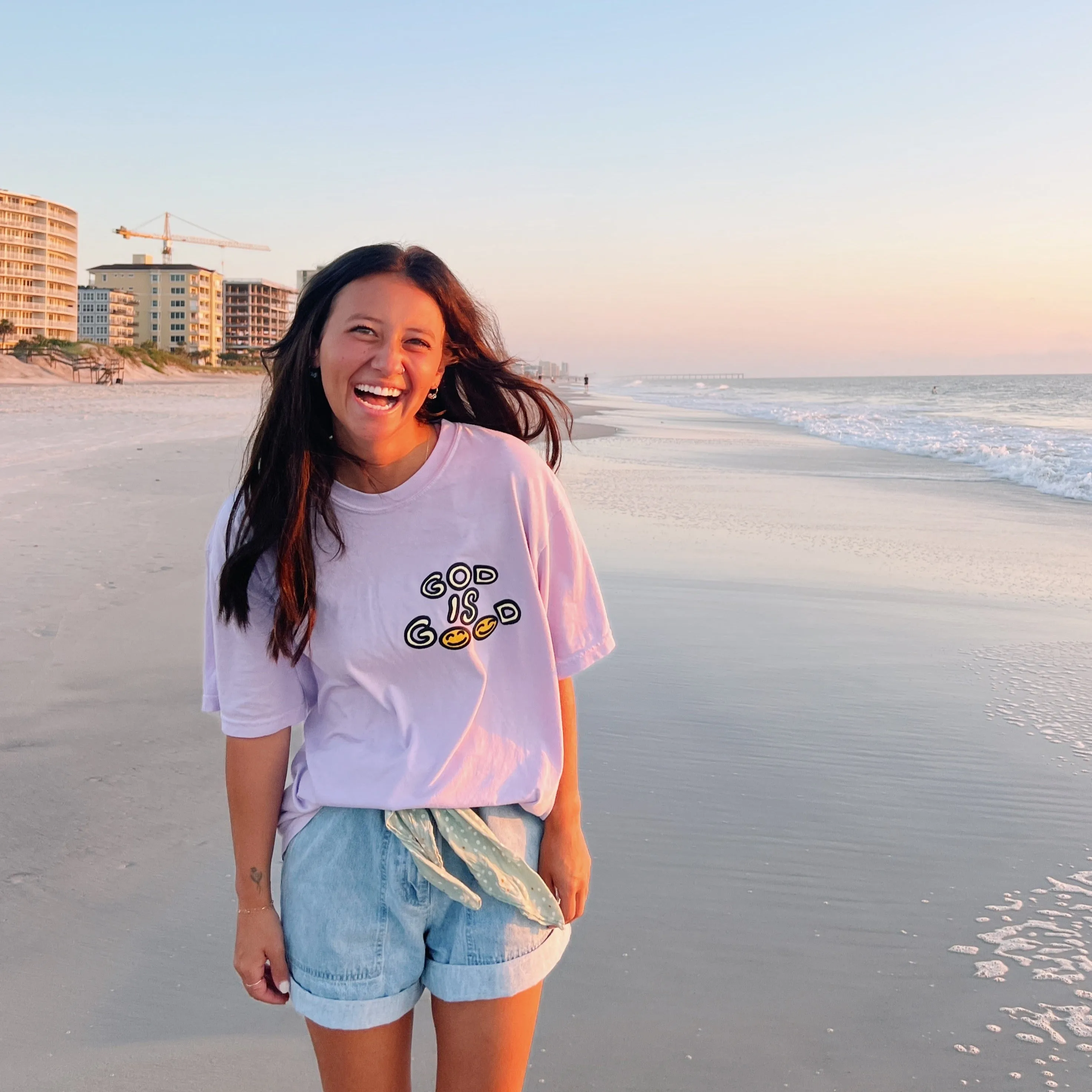 NEW! | PUFF PRINT "GOD IS GOOD" | PREMIUM COMFORT COLOR TEE | ORCHID sold by He Would Love First product image thumbnail 3