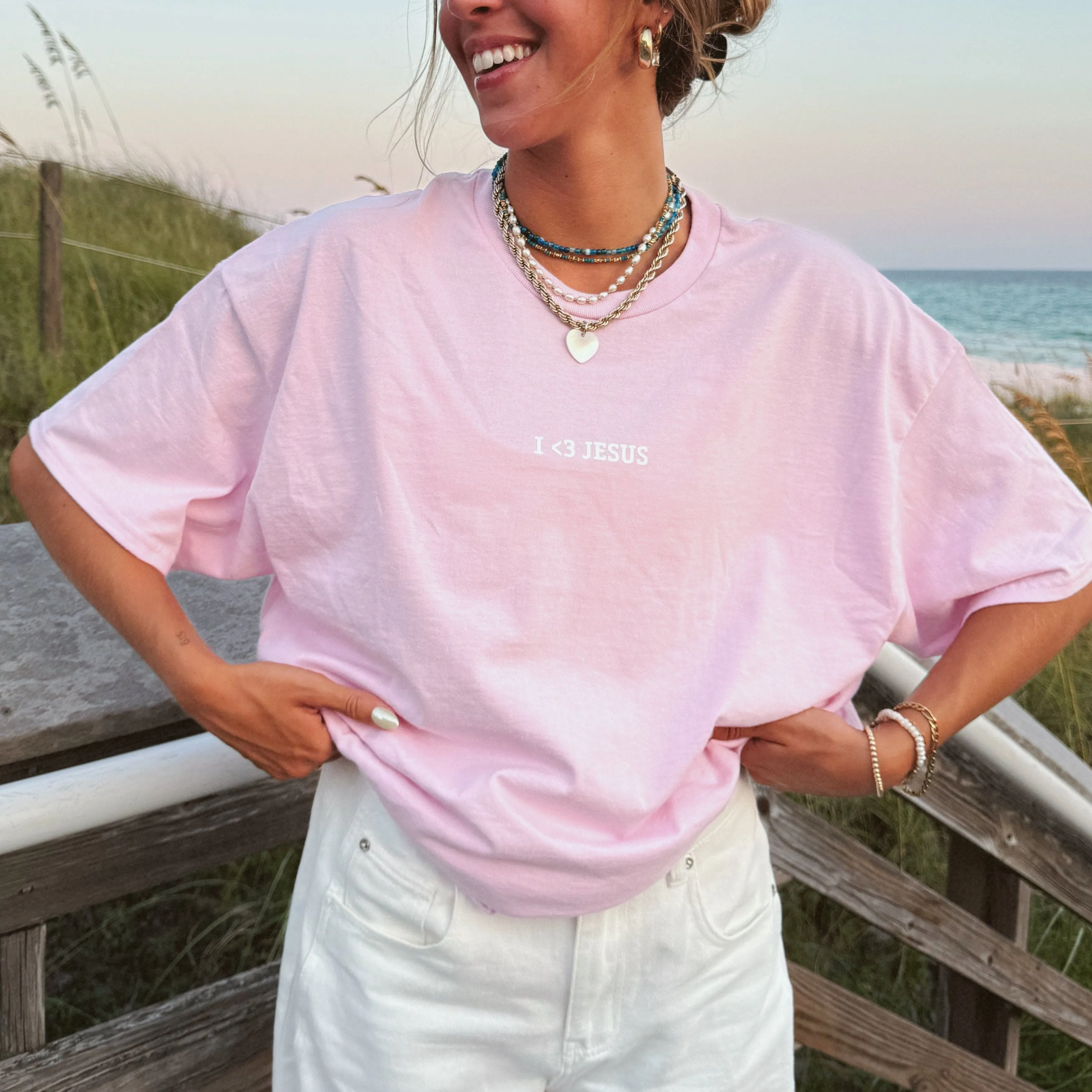 RESTOCK! | "I <3 JESUS" TEE | PINK sold by He Would Love First product image thumbnail 5