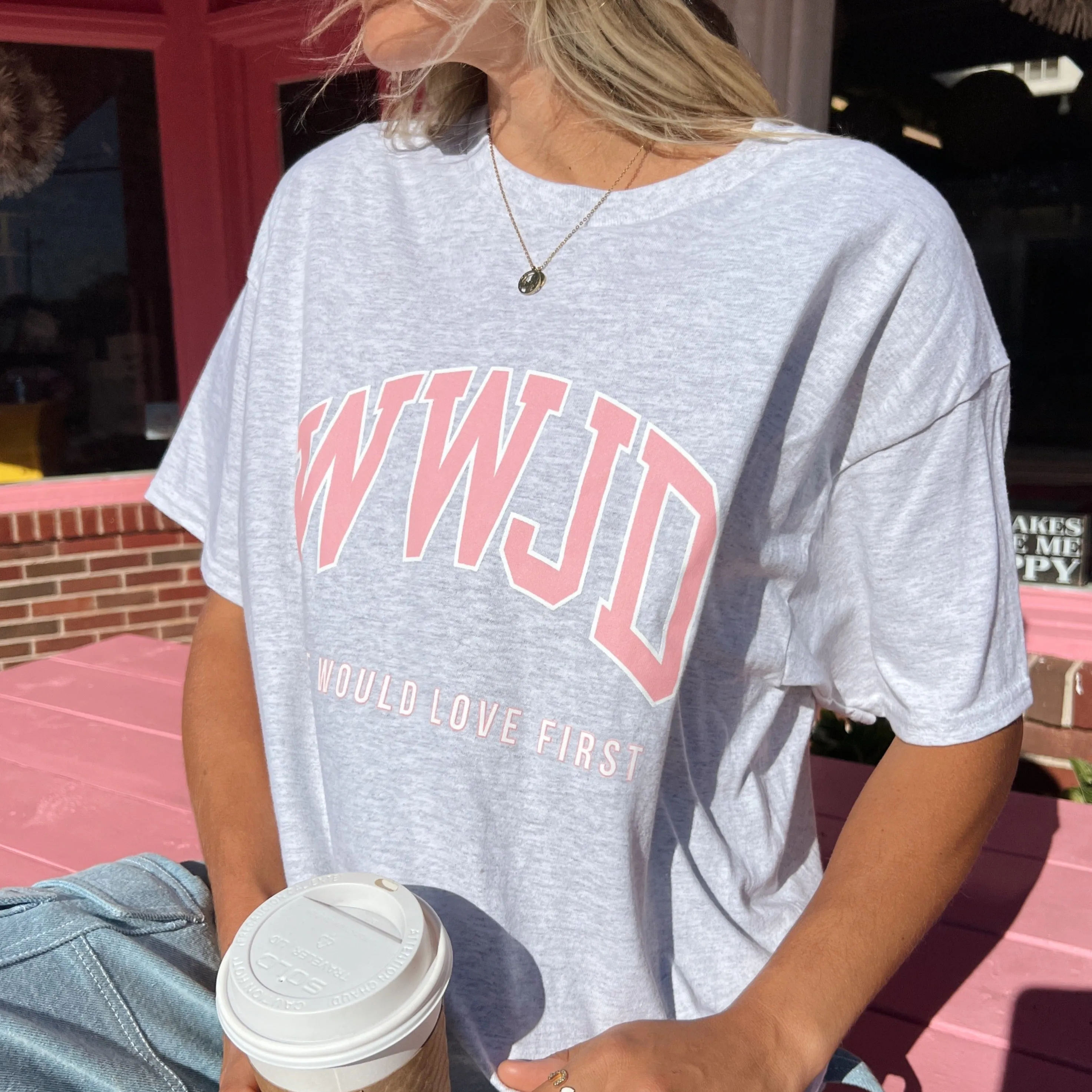 RESTOCKED! | PINK PASTEL "WWJD UNIVERSITY" TEE sold by He Would Love First