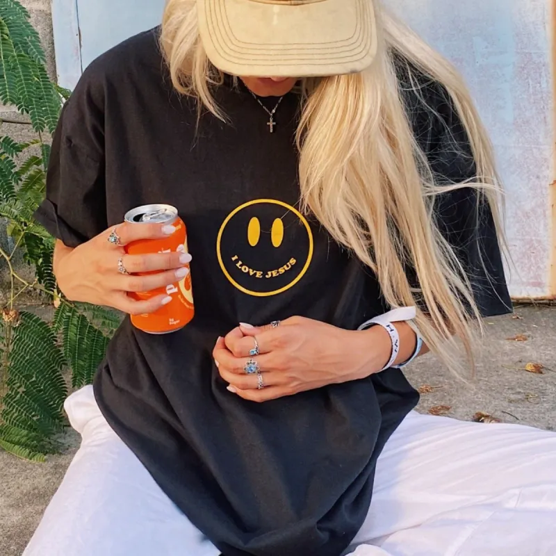 SMILEY "I LOVE JESUS" | TEE | BLACK sold by He Would Love First