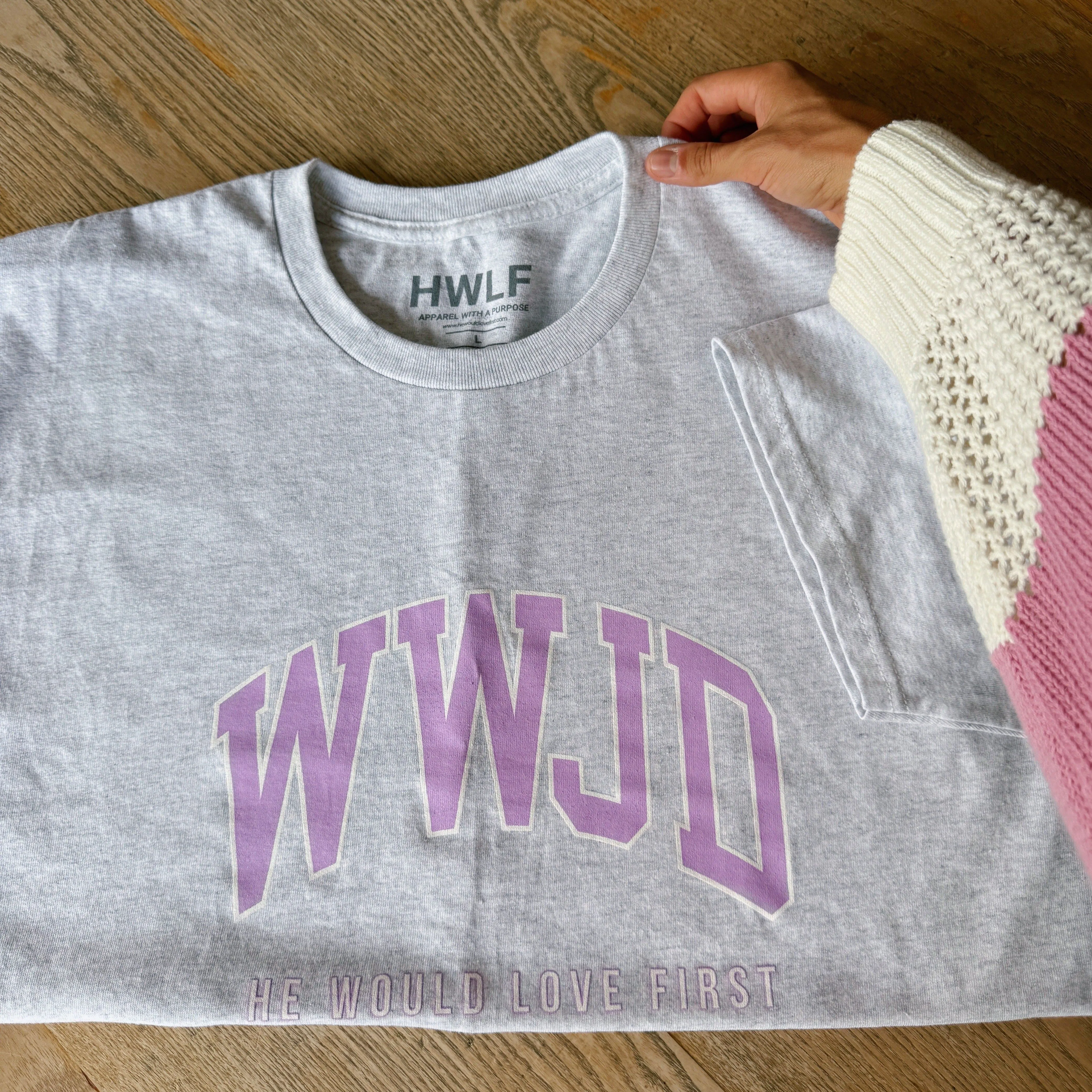 "UNIVERSITY" TEE | ASH / ORCHID sold by He Would Love First product image thumbnail 3