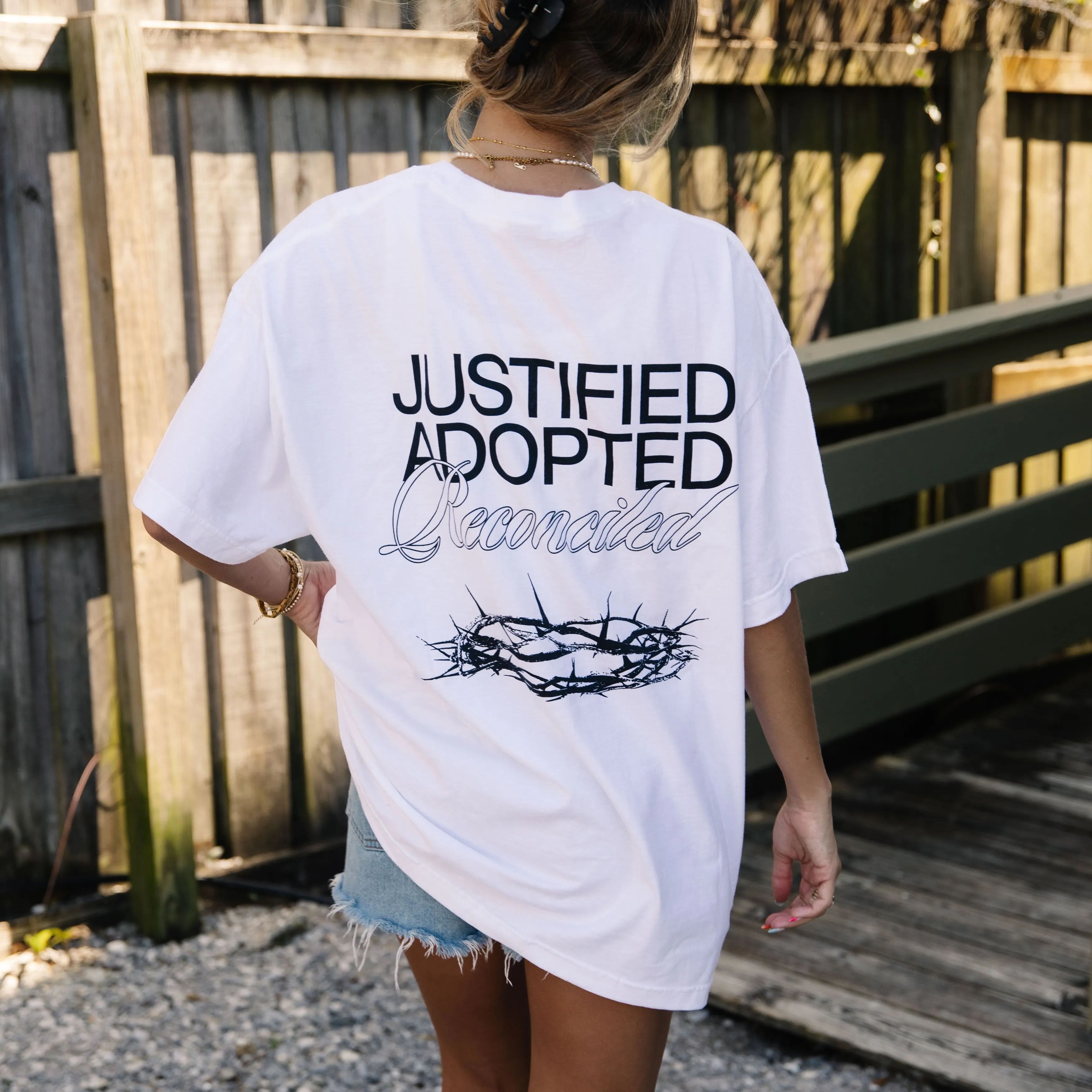 "JUSTIFIED" TEE sold by He Would Love First