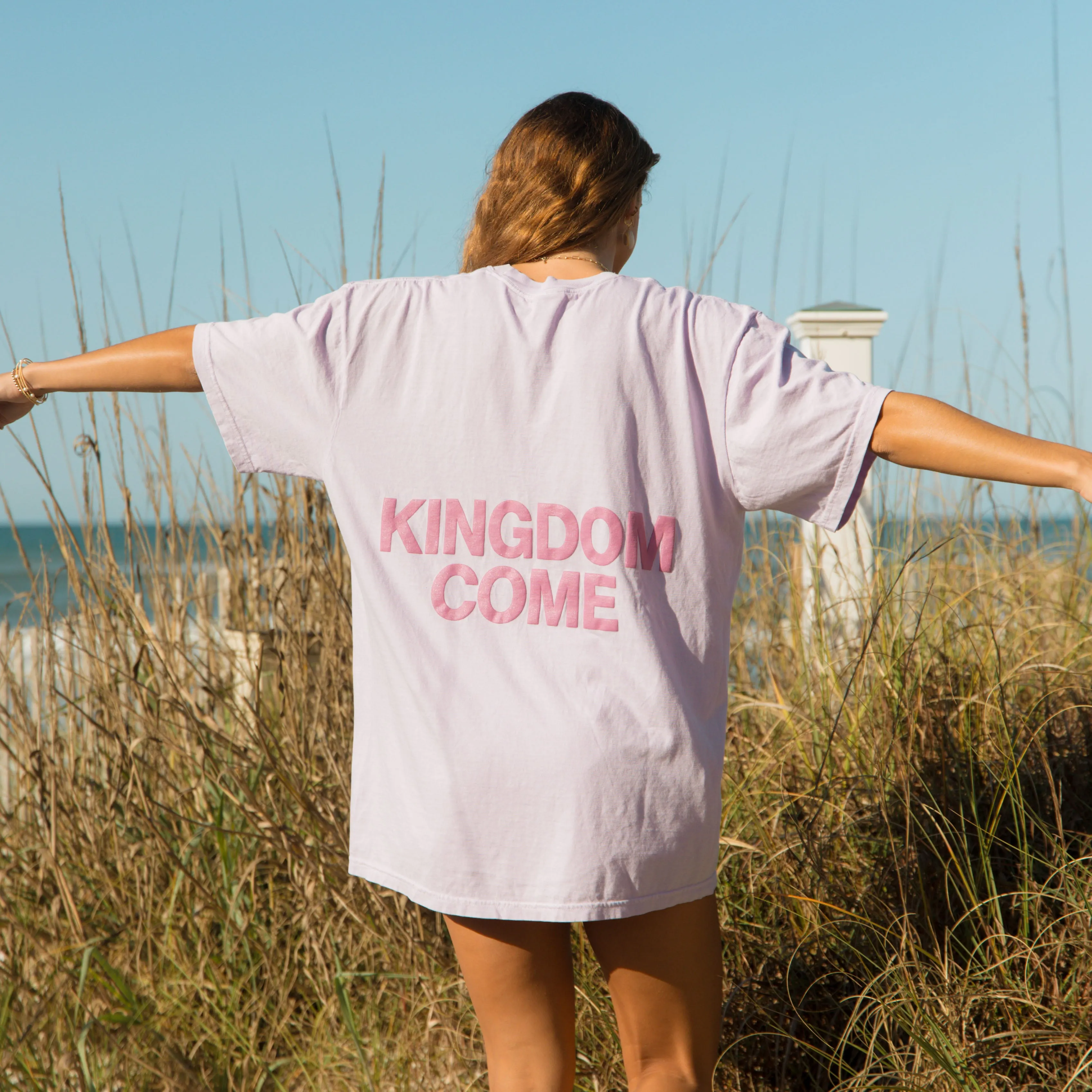 PUFF PRINT "KINGDOM COME" PREMIUM COMFORT COLOR TEE | ORCHID sold by He Would Love First