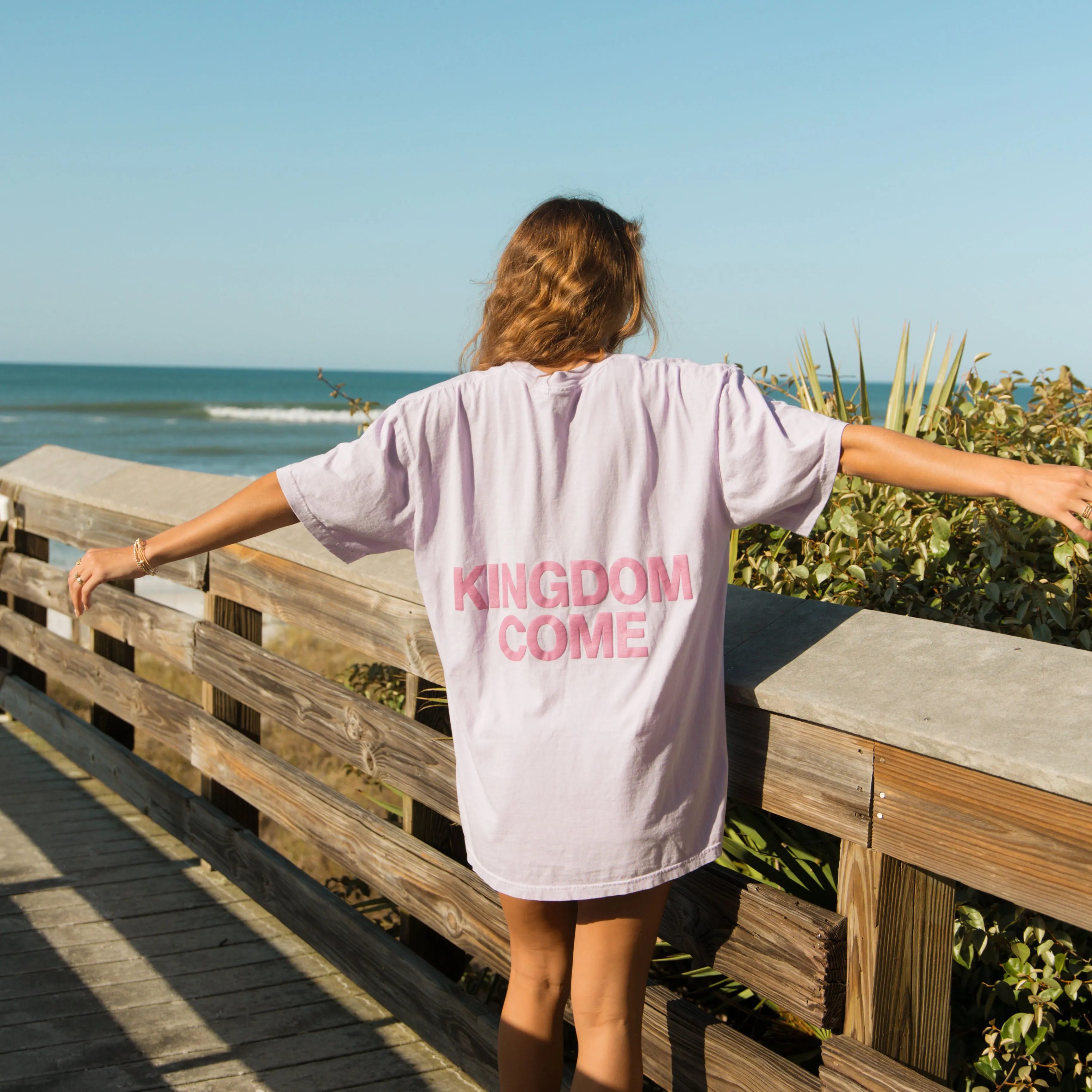 PUFF PRINT "KINGDOM COME" PREMIUM COMFORT COLOR TEE | ORCHID sold by He Would Love First product image thumbnail 5